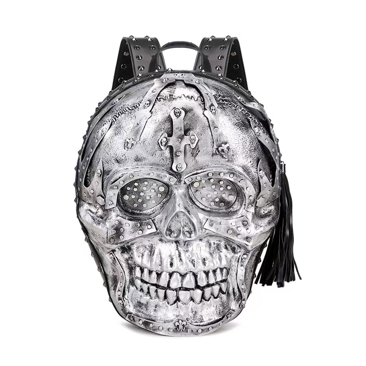 Motorcycle personality skull bag creative funny men and women pu leather backpack