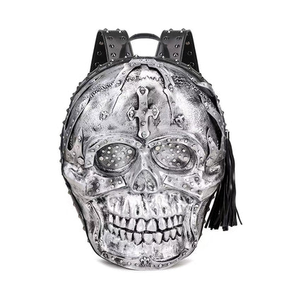 Motorcycle personality skull bag creative funny men and women pu leather backpack