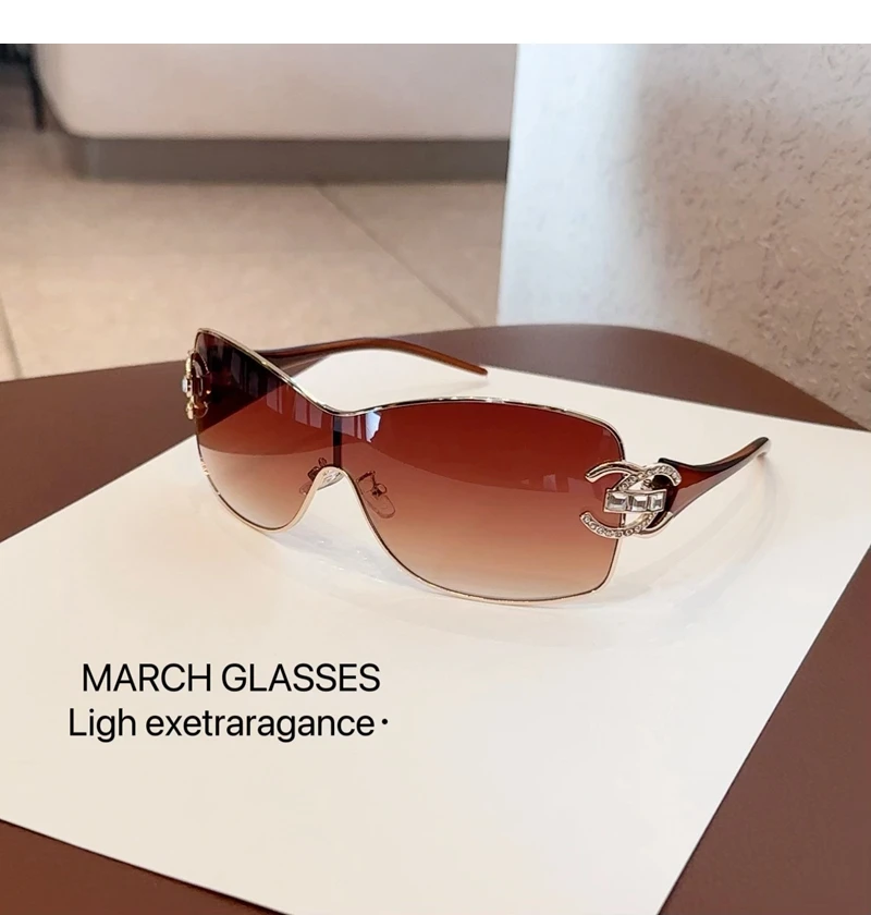 New Conjoined Luxury Women Sunglasses Oversized Woman Sun Glasses Black Eyewear Trendy Men Glass Lentes De Sol Mujer 2025