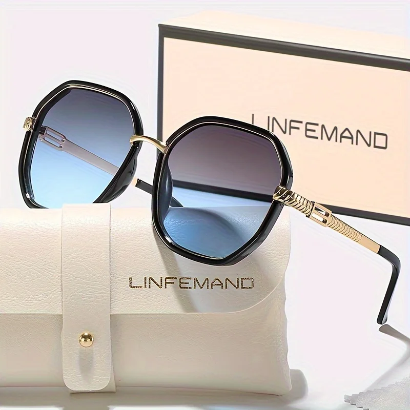 Geometric Gradient Lens Casual Sunglasses UV400 Hollow Carved Design Women's Fashion Glasses Holiday Gift