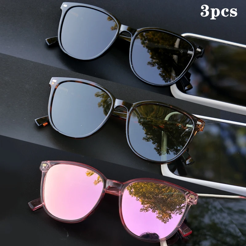1PCS/2PCS/3PCS Round Women's Polarized Sunglasses - Stylish PC Frame Pink/Blue/Leopard/UV400 Lenses Travel, Driving & Hiking"