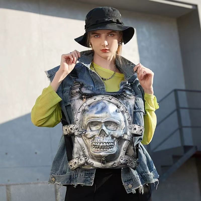 Non-mainstream three-dimensional skull personality backpack