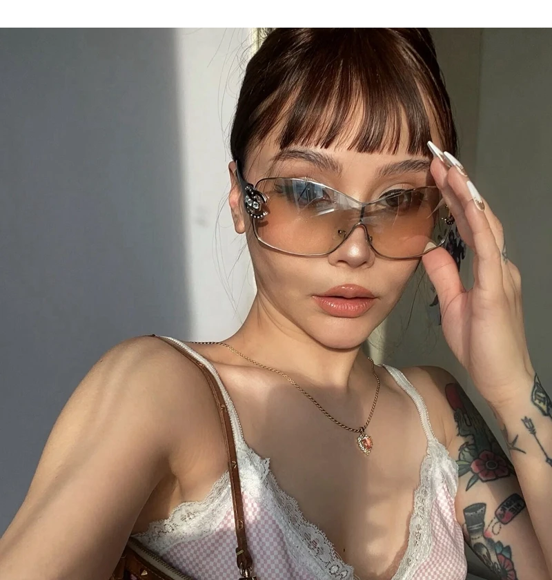 New Conjoined Luxury Women Sunglasses Oversized Woman Sun Glasses Black Eyewear Trendy Men Glass Lentes De Sol Mujer 2025