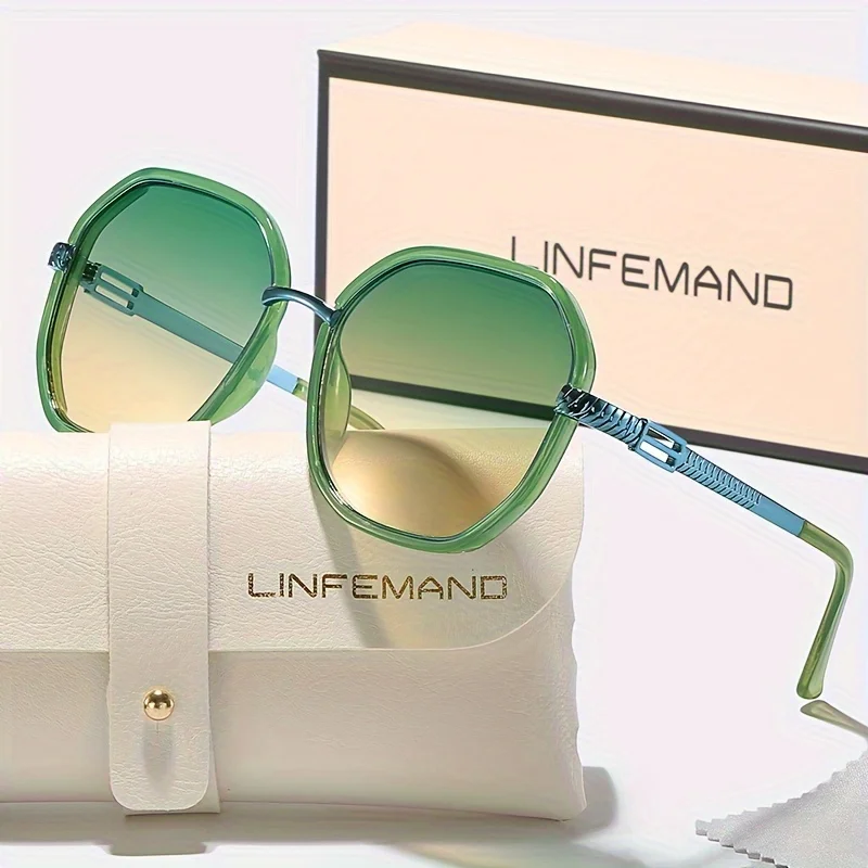 Geometric Gradient Lens Casual Sunglasses UV400 Hollow Carved Design Women's Fashion Glasses Holiday Gift