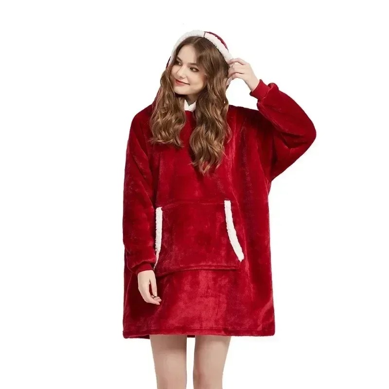 Winter Hoodies Sweatshirt Women Pullover Fleece Giant TV Oversized Blanket with Long Flannel Sleeves