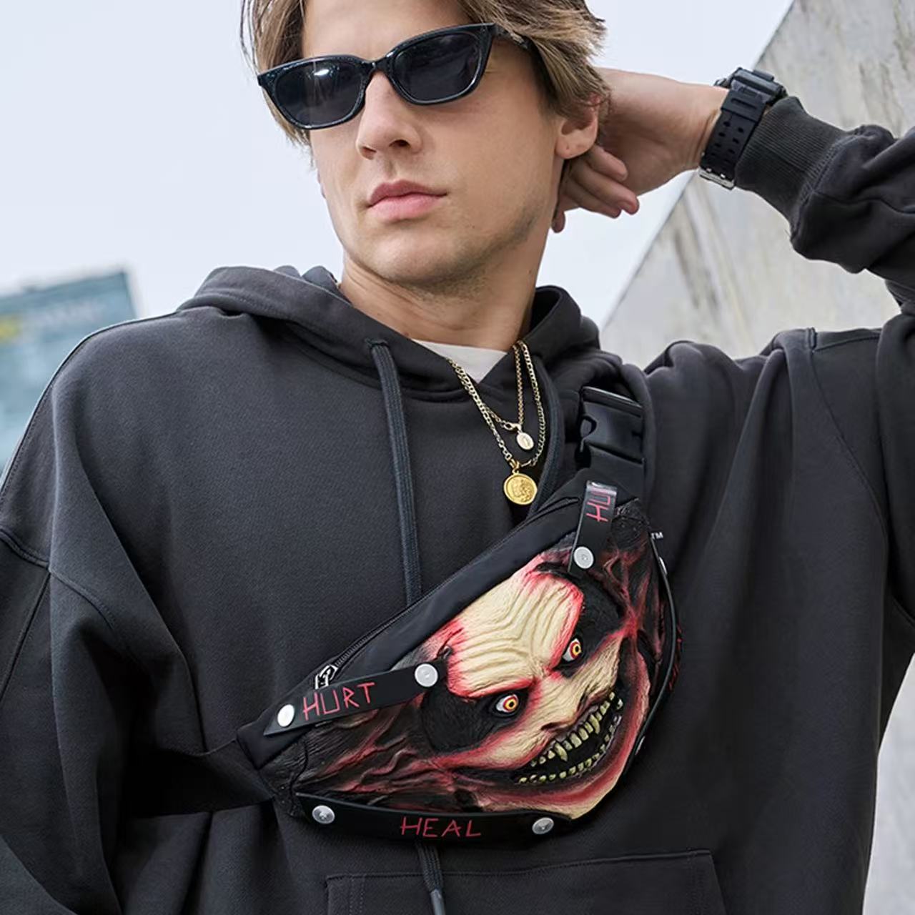 Internet-famous Ghost Face 3D Stereo Nylon Waist Pack - Cute & Durable for Daily Use