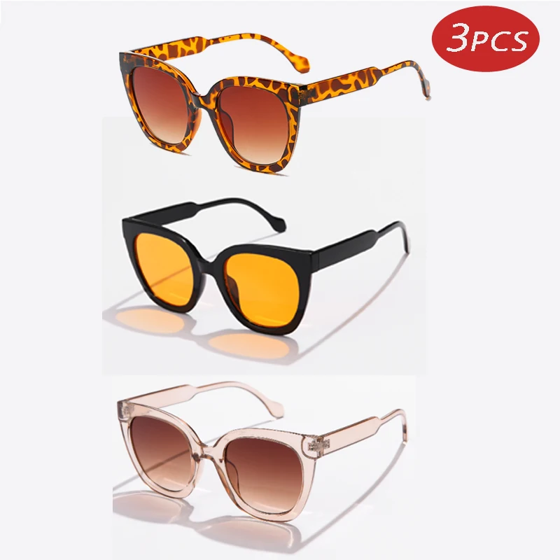 1/3pcs Trendy Leopard Round Sunglasses Woman Fashion Cat Eye Mirror Sun Glasses Female Brand Designer Classic Gradient Eyewear