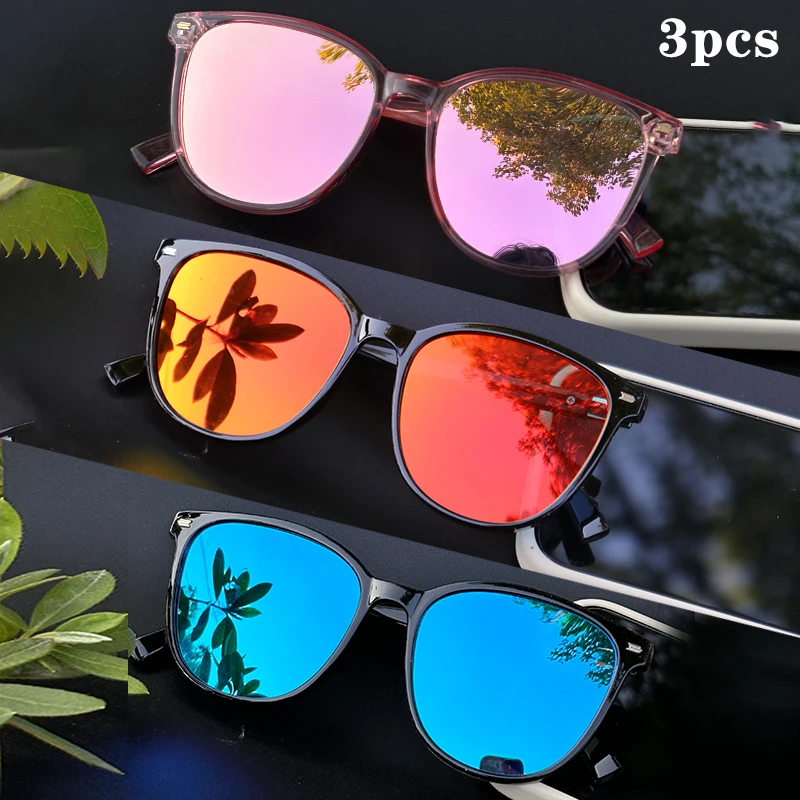1PCS/2PCS/3PCS Round Women's Polarized Sunglasses - Stylish PC Frame Pink/Blue/Leopard/UV400 Lenses Travel, Driving & Hiking"