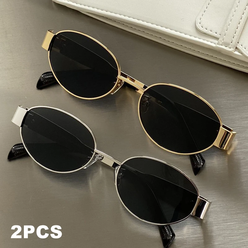 1PCS/2PCS/3PCS Metal Fashion Women's Sunglasses Luxury Brand Glasses Oval Frame Classic Colors