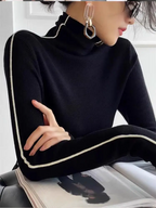 Fashion High Neck T-shirt Women Autumn Winter Trendy Color Blocking Slim Fit Tops Female Base Simplicity Long Sleeved Tops