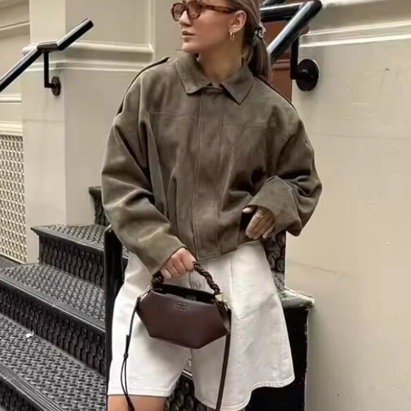 Autumn Women Fashion Bomber Jackets Casual Soft Lantern Long Sleeve Oversized Coat Female Short Zipper Outwear ﻿