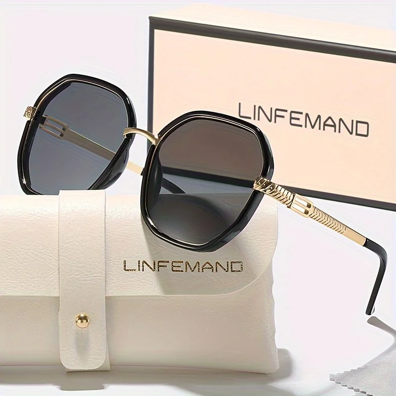 Geometric Gradient Lens Casual Sunglasses UV400 Hollow Carved Design Women's Fashion Glasses Holiday Gift