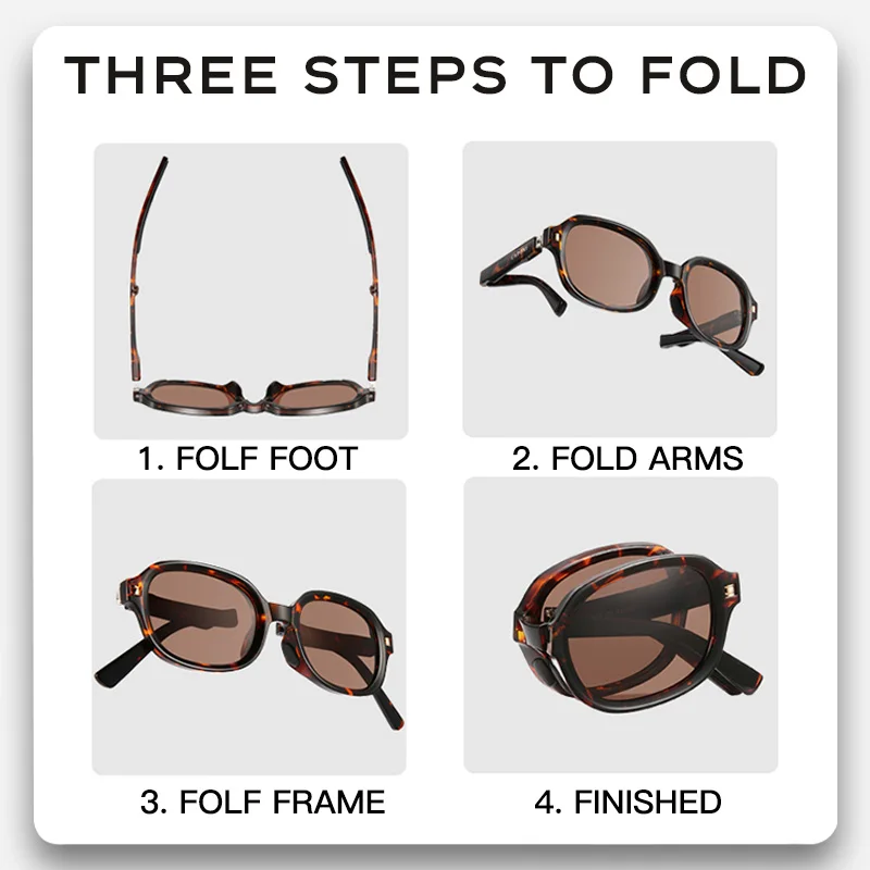 Folding Women's Polarized Sunglasses Ultra-Light Fashionable Travel Shades Clear Vision UV Protection Sun GlassesLenses Color