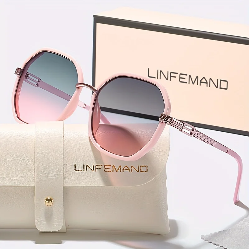 Geometric Gradient Lens Casual Sunglasses UV400 Hollow Carved Design Women's Fashion Glasses Holiday Gift