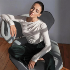 Long Sleeve Top White T-Shirts Women Basic Crop Top Autumn Pollover Solid Skew Neck T Shirt Streetwear Basic Black Y2K Tees