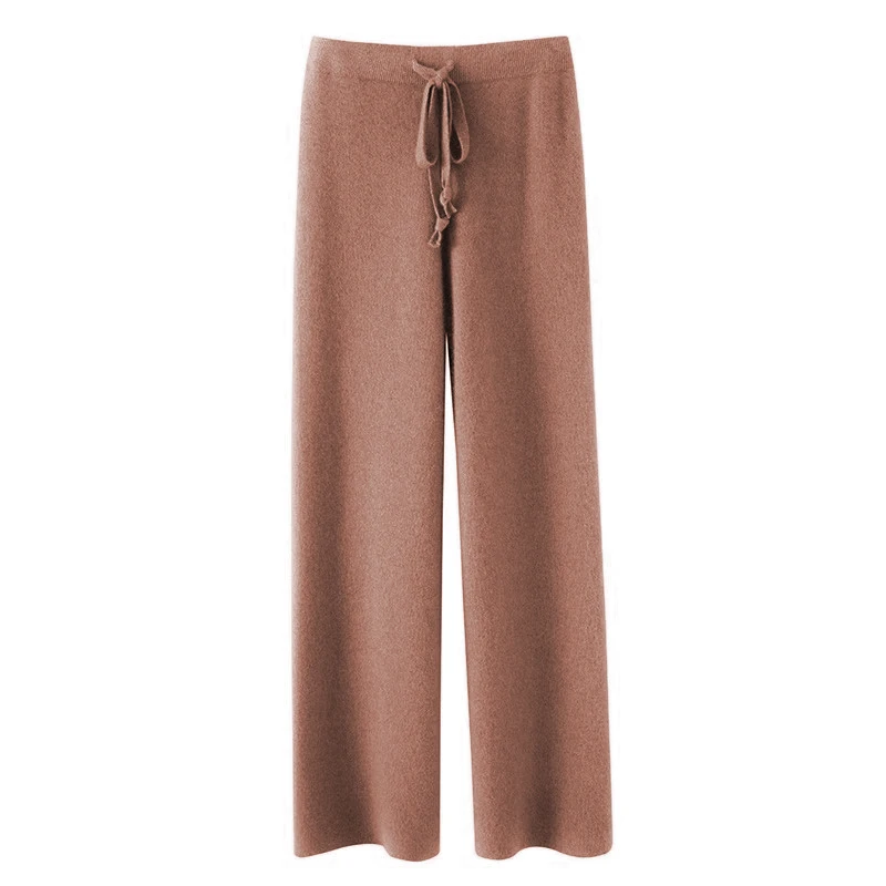 Autumn and Winter Temperament Wool High Waist Loose Wide Leg Pants Women's Cloud Casual Soft Waxy Wool Straight Trousers