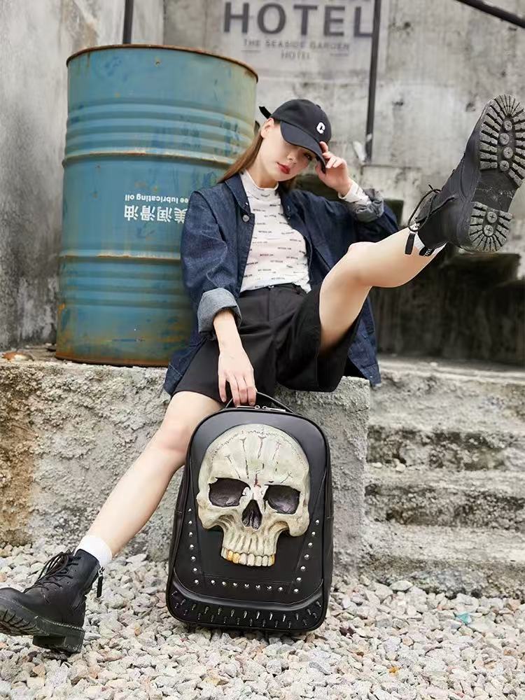 Skull double-shoulder backpack, a unique, trendy and fashionable backpack