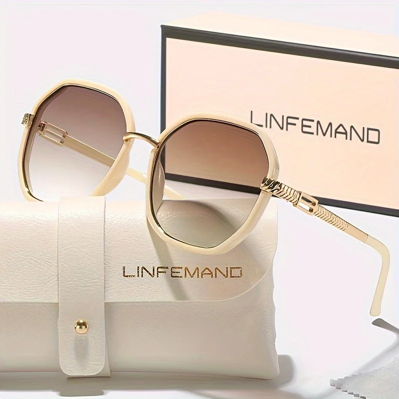 Geometric Gradient Lens Casual Sunglasses UV400 Hollow Carved Design Women's Fashion Glasses Holiday Gift