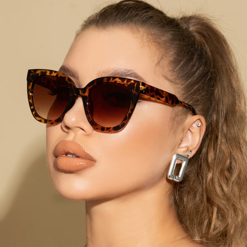 1/3pcs Trendy Leopard Round Sunglasses Woman Fashion Cat Eye Mirror Sun Glasses Female Brand Designer Classic Gradient Eyewear