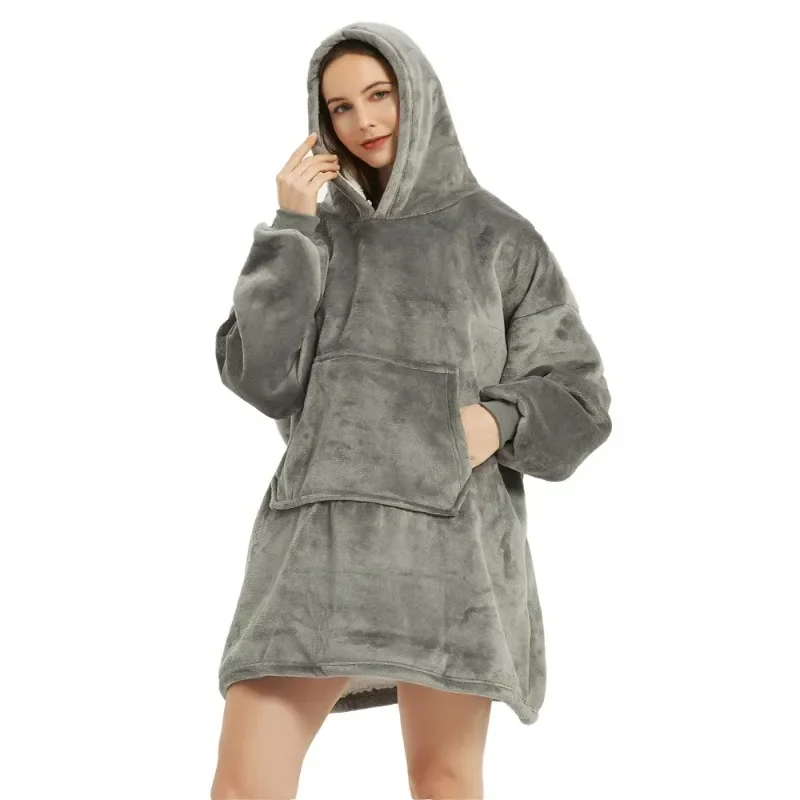 Winter Hoodies Sweatshirt Women Pullover Fleece Giant TV Oversized Blanket with Long Flannel Sleeves