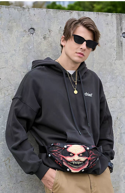 Internet-famous Ghost Face 3D Stereo Nylon Waist Pack - Cute & Durable for Daily Use