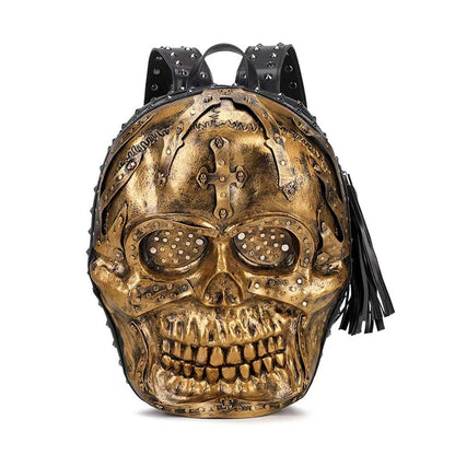 Motorcycle personality skull bag creative funny men and women pu leather backpack