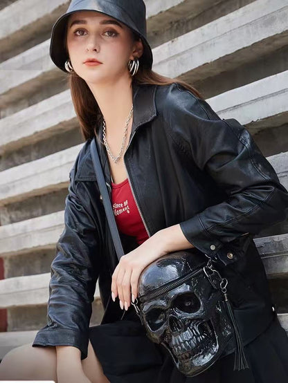 Unisex fashion skull pattern shoulder bag and handbag
