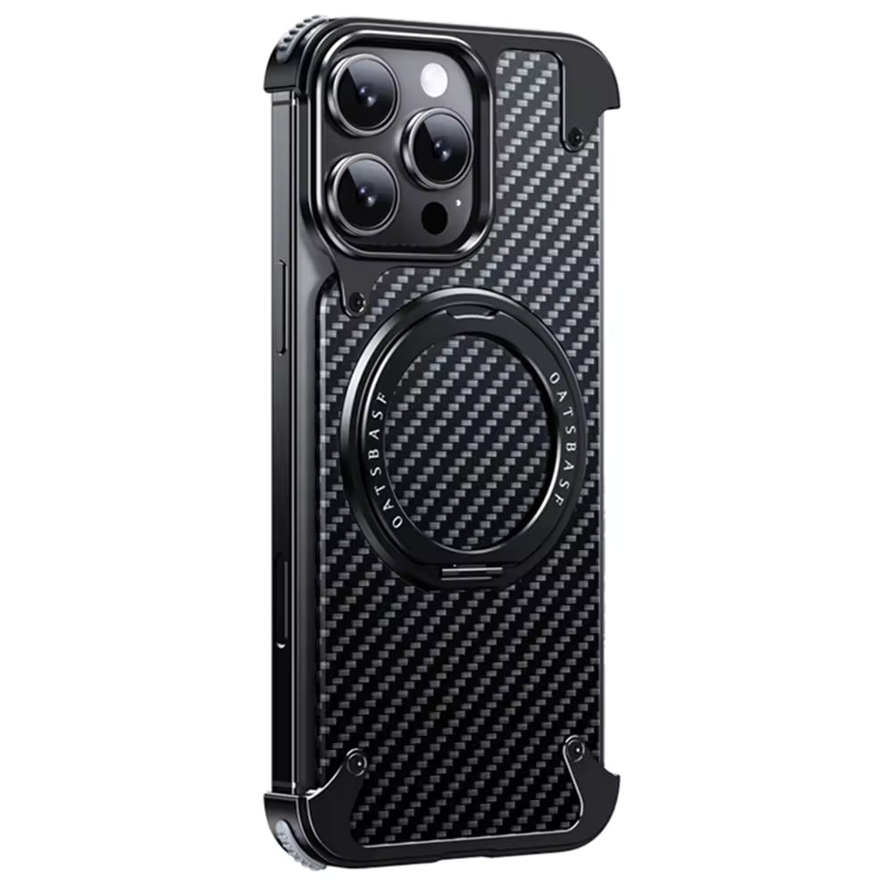 Hot Aluminum Carbon Fiber Metal Case for iPhone 16 Pro Max, 360 Magnetic Invisible Ring Holder Cover for iPhone 17 Pro