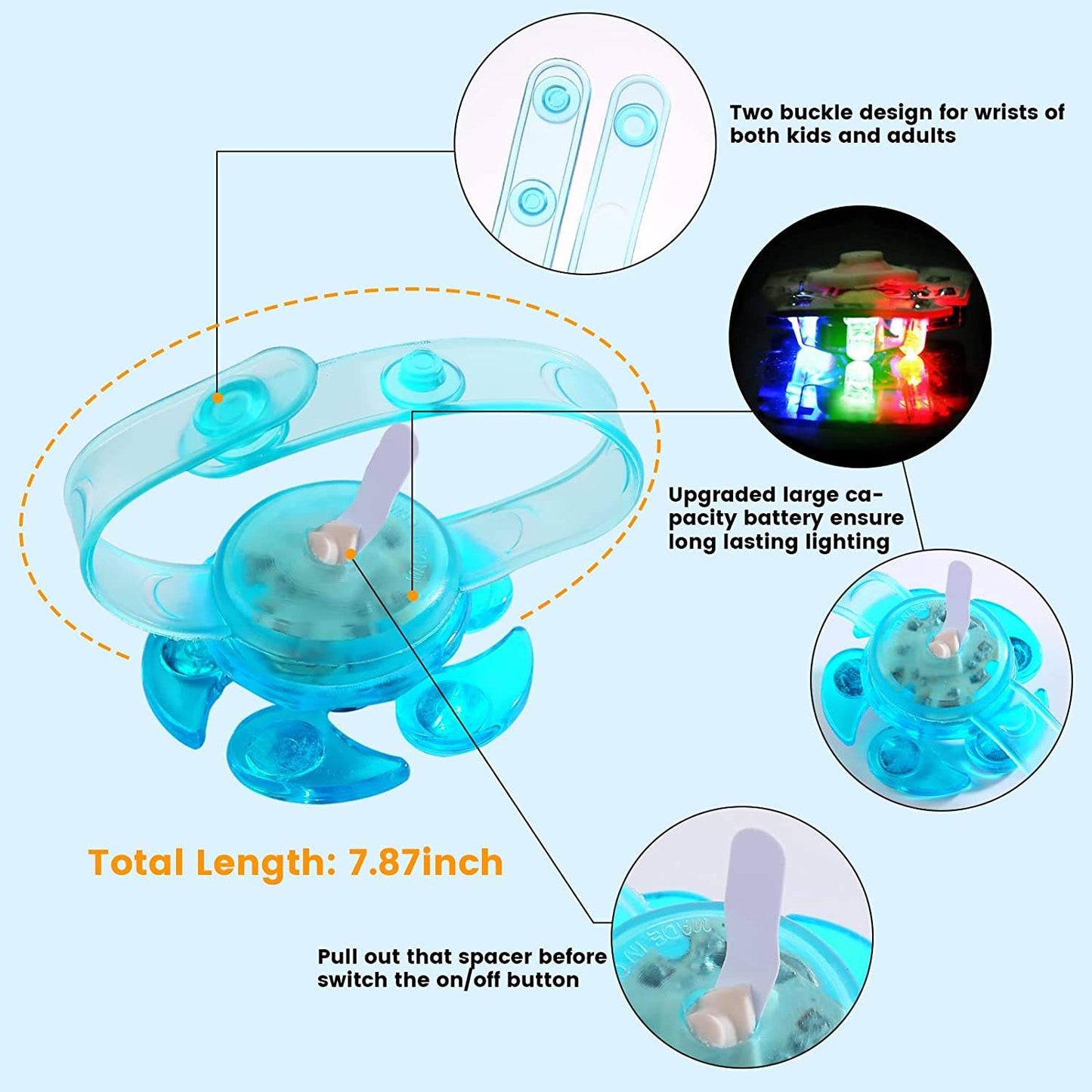 LED Flashing Gyro Bracelets Cartoon Luminous Rotating Wrist Bands Games Kids Creative Lights Glow In The Dark Toys Party Gifts