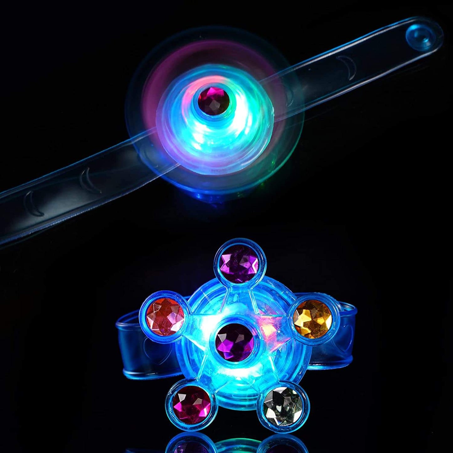 LED Flashing Gyro Bracelets Cartoon Luminous Rotating Wrist Bands Games Kids Creative Lights Glow In The Dark Toys Party Gifts