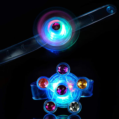 LED Flashing Gyro Bracelets Cartoon Luminous Rotating Wrist Bands Games Kids Creative Lights Glow In The Dark Toys Party Gifts