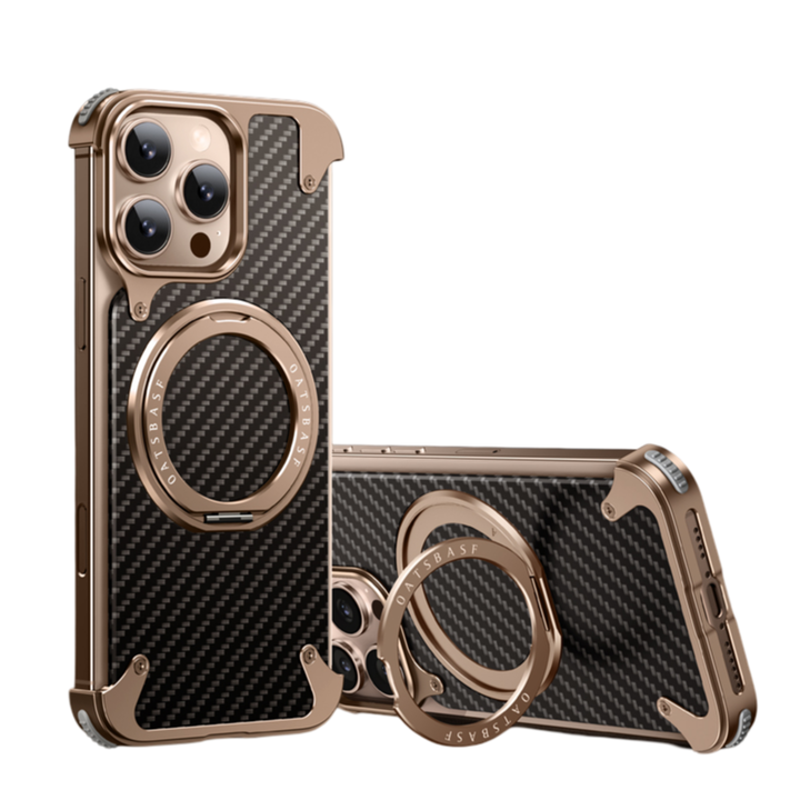 Hot Aluminum Carbon Fiber Metal Case for iPhone 16 Pro Max, 360 Magnetic Invisible Ring Holder Cover for iPhone 17 Pro