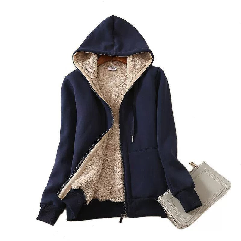 Women's Casual Full Zip Up Sherpa Lined Hoodie Sweatshirt Jacket Coat