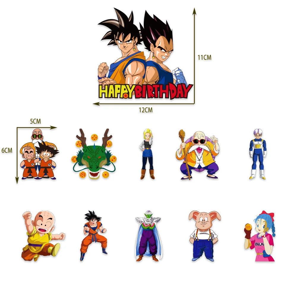 Birthday Party Supplies Dragon Ball Anime Balloon Tablecloth Sets Banner Cake Insert Boy Hero Fans Baby Shower Party Decorations