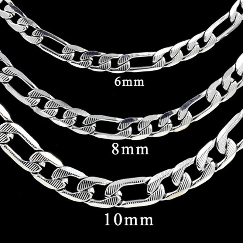 LUXUSTEEL 6/8/10MM Men's Figaro NK Chain Necklace Stainless Steel Gold Color Mixed Silver Color Curb Link For Women Jewelry Gift