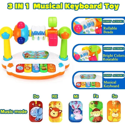 Baby Piano Toys Kids Rotating Music Keyboard Light Sound, Musical Toy for Toddlers,Early Educational Music Toy Gift Random Color