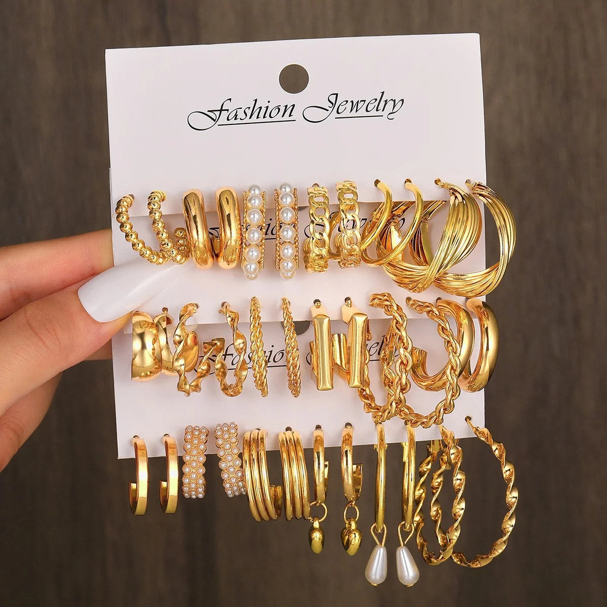 18 Pcs Fashion Creative Earring Set for Women Boho Gold Color Pearl Big Circular Hoop Earring Trendy Daily Life Jewelry Gifts