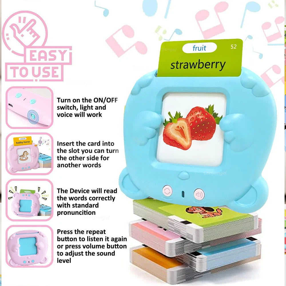 Talking Flash Cards Toddlers Learning Machine Early Educational Language Electronic Audio Book Kid Flashcards Montessori Toys