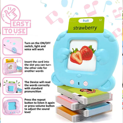 Talking Flash Cards Toddlers Learning Machine Early Educational Language Electronic Audio Book Kid Flashcards Montessori Toys