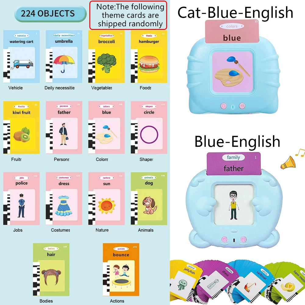Talking Flash Cards Toddlers Learning Machine Early Educational Language Electronic Audio Book Kid Flashcards Montessori Toys