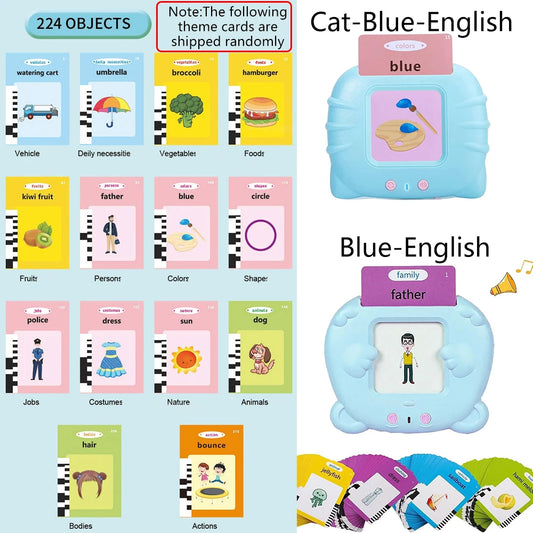 Talking Flash Cards Toddlers Learning Machine Early Educational Language Electronic Audio Book Kid Flashcards Montessori Toys