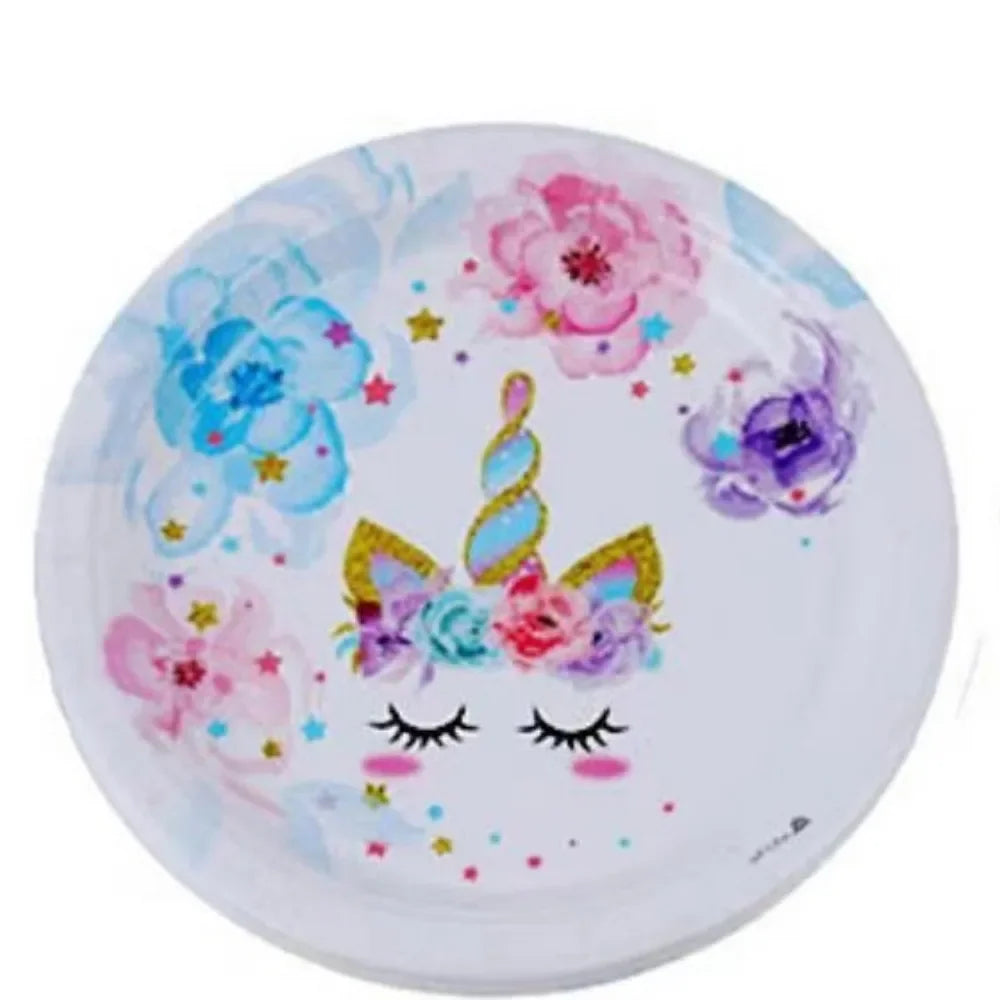 96 Pieces Unicorn Cutlery Set Disposable Paper Plates Paper Cups Theme Party Birthday Celebration Anniversary Decorations