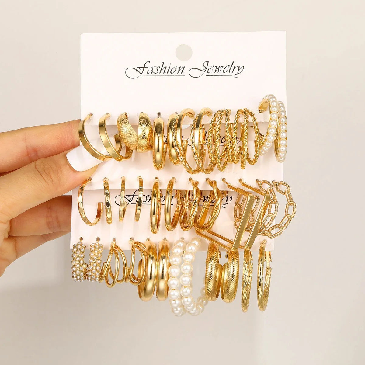 18 Pcs Fashion Creative Earring Set for Women Boho Gold Color Pearl Big Circular Hoop Earring Trendy Daily Life Jewelry Gifts