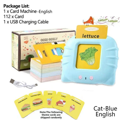 Talking Flash Cards Toddlers Learning Machine Early Educational Language Electronic Audio Book Kid Flashcards Montessori Toys