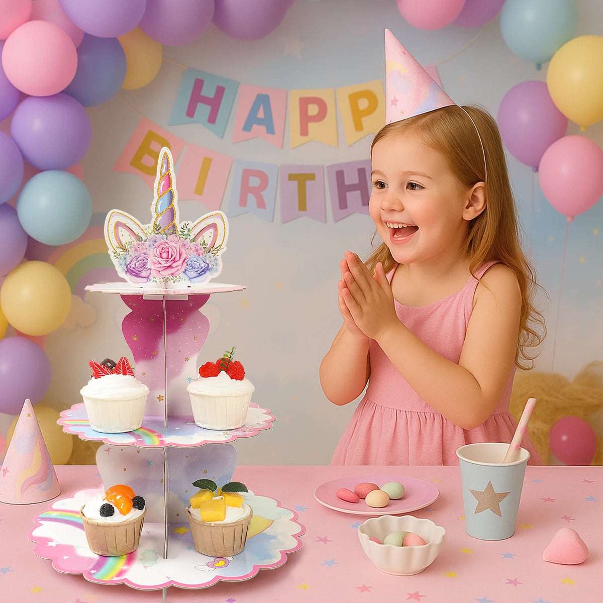 nicorn Cupcake Stand 3-Tier
