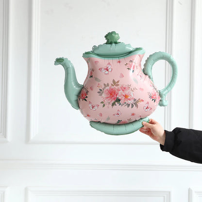 Tea Party Decoration Teapot Foil Balloon LET'S PARTEA Banner  Spiral Macaron Balloon Lady Birthday Afternoon Tea Party Supplies