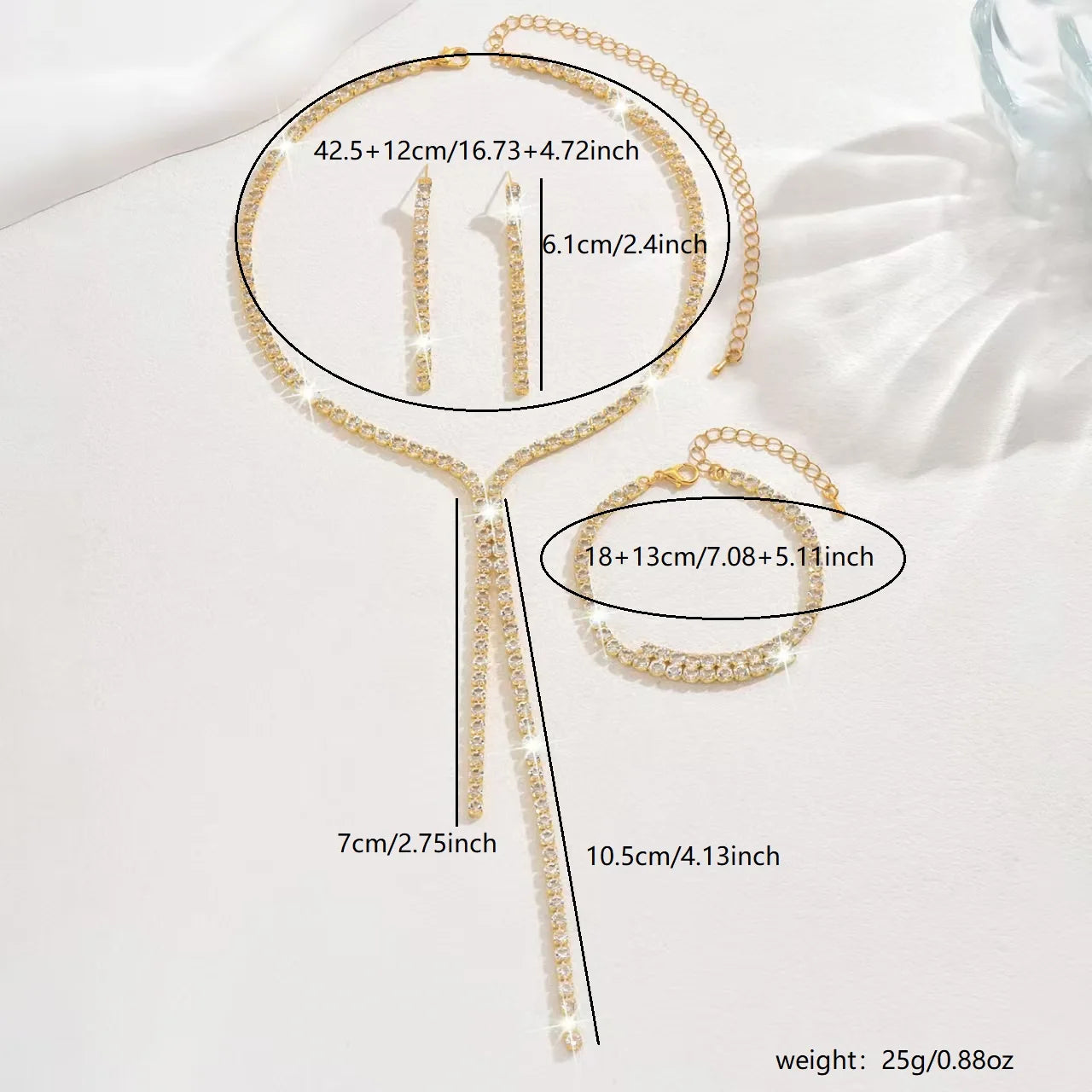 4PC Women's Fashion Geometric Necklace Earrings Bracelet Jewelry Set Suitable for Wedding, Party, Festival Gifts-8604