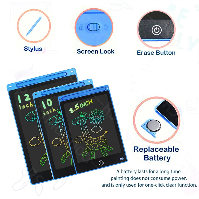 8.5" /10"/12" Drawing Board LCD Writing Tablet For Kids Montessori Educational Toys Student Magic Blackboard Birthday Xmas Gift