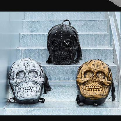 Motorcycle personality skull bag creative funny men and women pu leather backpack