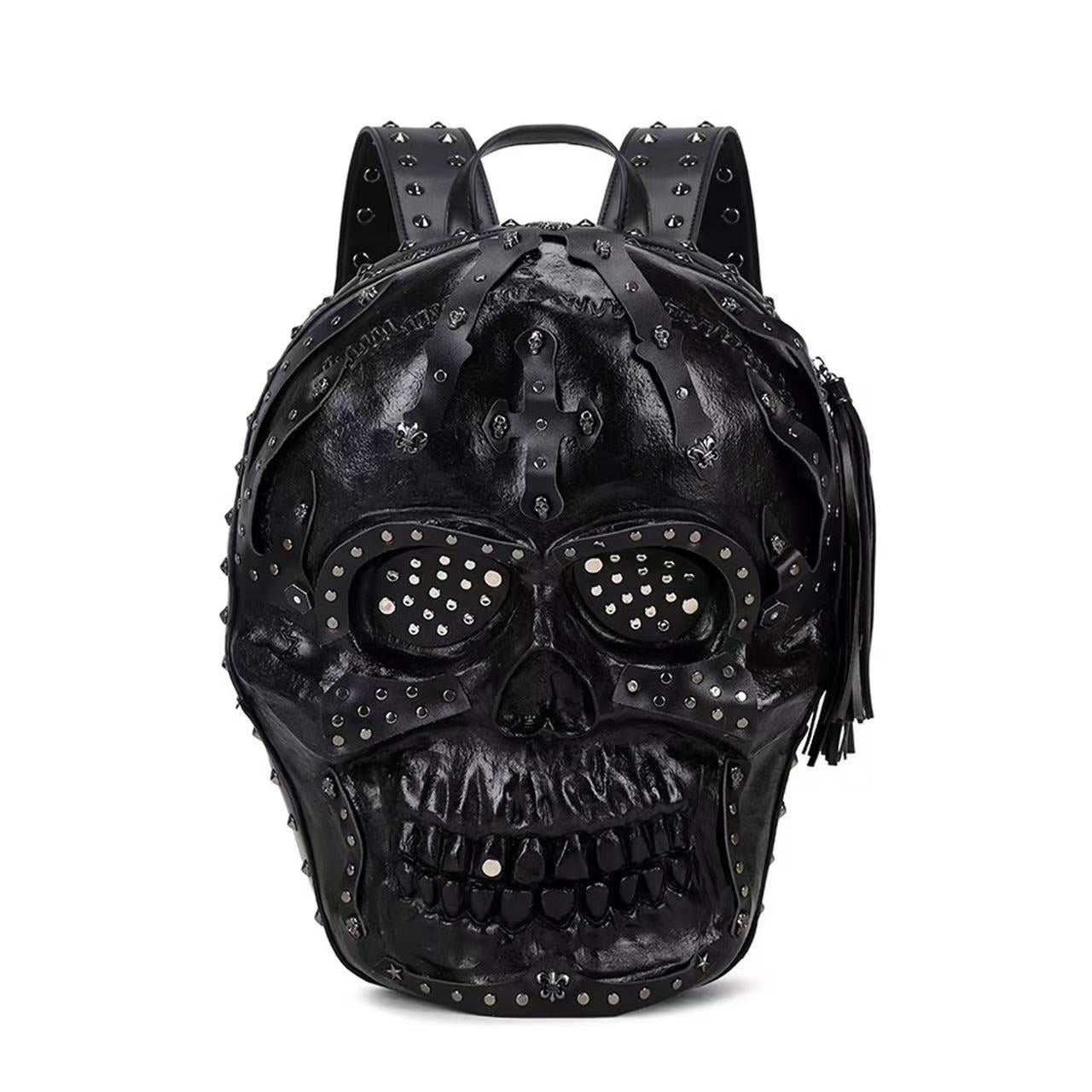 Motorcycle personality skull bag creative funny men and women pu leather backpack